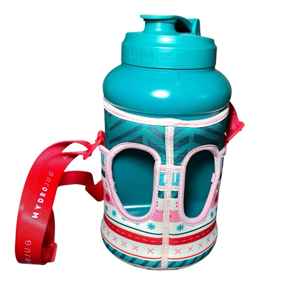 HydroJug Christmas Holiday Sleeve Green Water Jug And Green Straw
